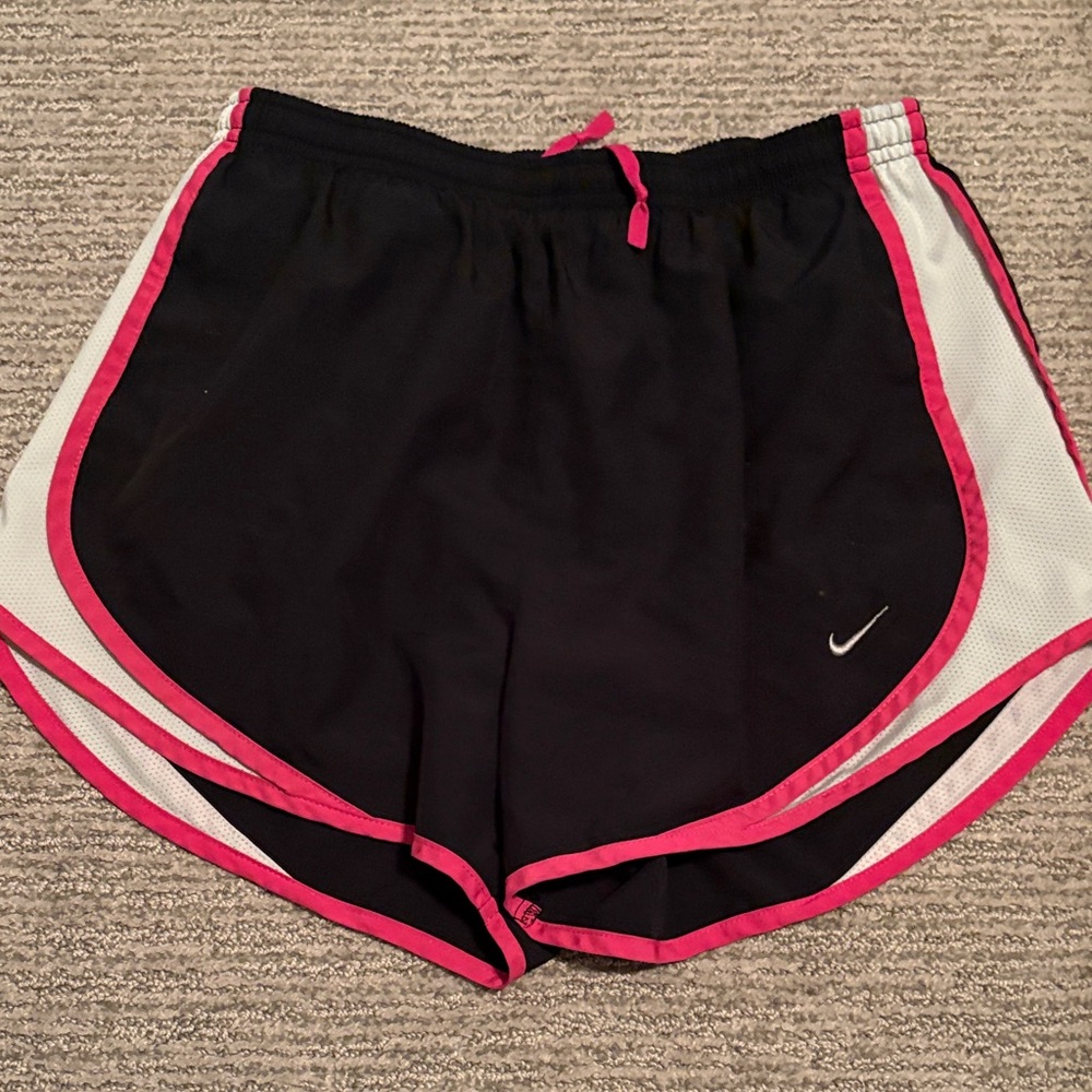 Nike Women's Black Shorts with Pink Trim